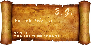 Borsody Géza névjegykártya
