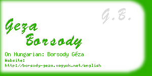 geza borsody business card
